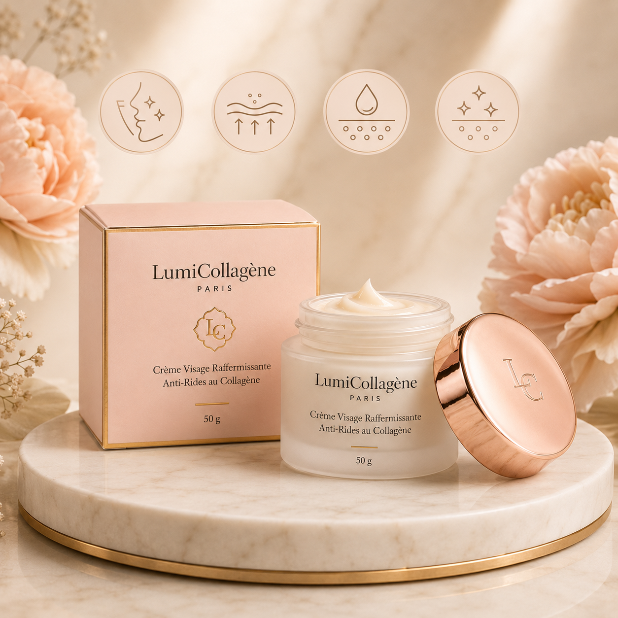 Crème Visage Raffermissante Collagène Anti-Rides (45g)