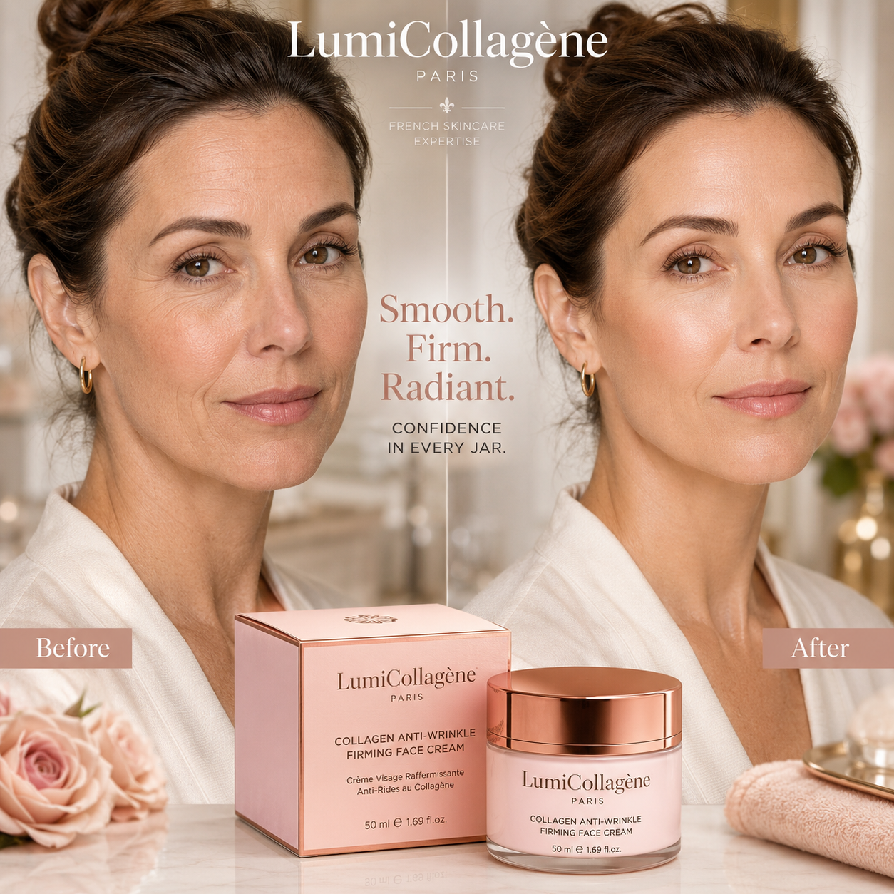 Crème Visage Raffermissante Collagène Anti-Rides (45g)