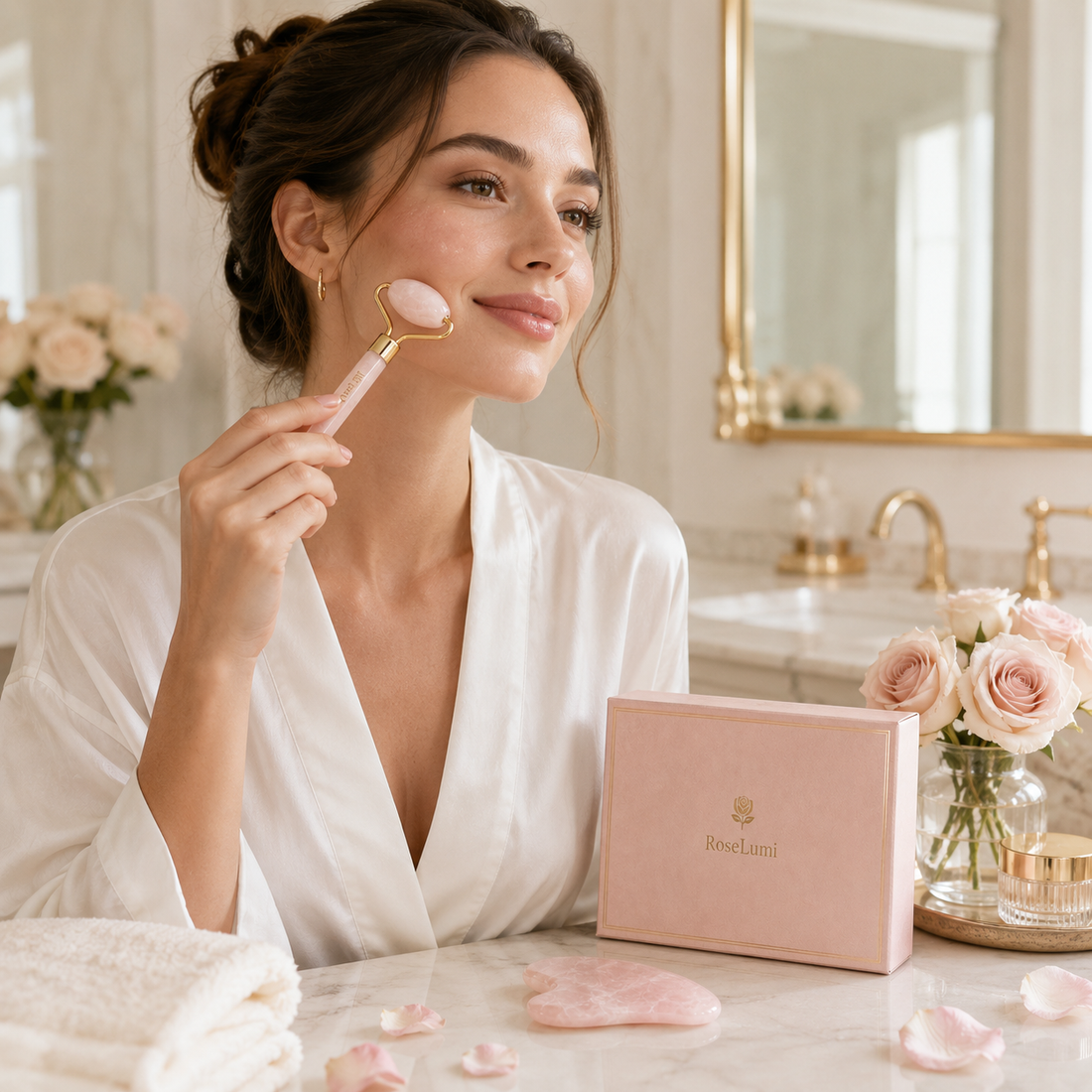 Set Roller & Gua Sha Quartz Rose