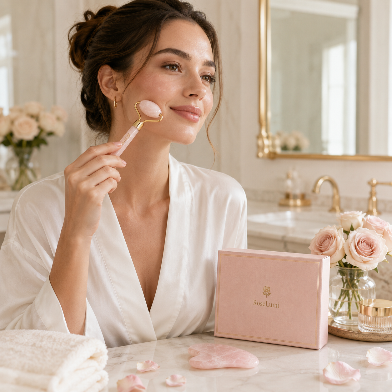 Set Roller & Gua Sha Quartz Rose
